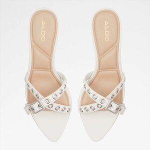ALDO White Studded Cross-Strap Heels